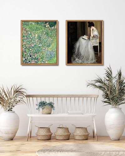 UPWOIGH Gustav Klimt Italian Garden Framed Wall Art, 16 x 24 Inch - color: Green Gustav Klimt, size: 24"L x 16"W
