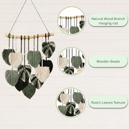 Boho Wall Decor - Large Macrame Wall Hanging - color: Sage Green, Olive Green, Dark Green, White