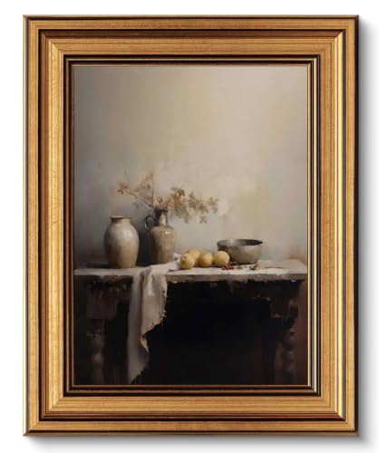 Gold Framed Vintage Kitchen Canvas Wall Art, Country Still Life Jars Painting Picture Wall Decor, Rustic Farmhouse Poster Print Artwork for Living Room, Farmhouse, Bedroom, Home Decoration 12x16in - color: Still Life Framed, size: 16"L x 12"W