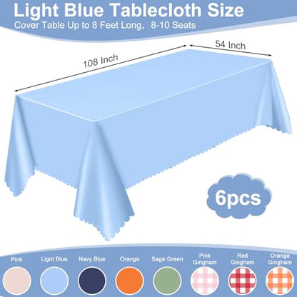 NatNarr 6 Pcs Light Blue Tablecloth, Scalloped Baby Blue Table Cloths - color: Light Blue, size: 6 Pack
