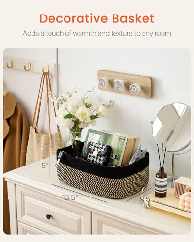 KALLAX Small Woven Storage Basket for Organizing, 13.5x9.5x5 inches, 3 Pack - color: Black & Brown, size: 13.5"L x 9.5"W x 5"H
