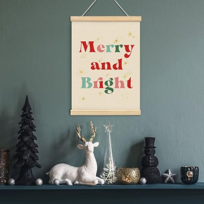 ETYZE Christmas Retro Wall Art Decor, Holiday Merry and Bright Decor