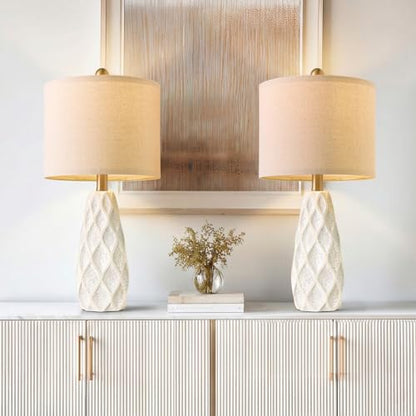 Small Table Lamps Set of 2 for Living Room, 20.25" White Bedside Boho Lamps - color: White, size: Small - 20.75''