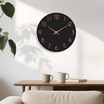 Mosewa 12" Wall Clock Battery Operated Silent Non-Ticking Modern Simple - color: B_black, size: 12 Inch