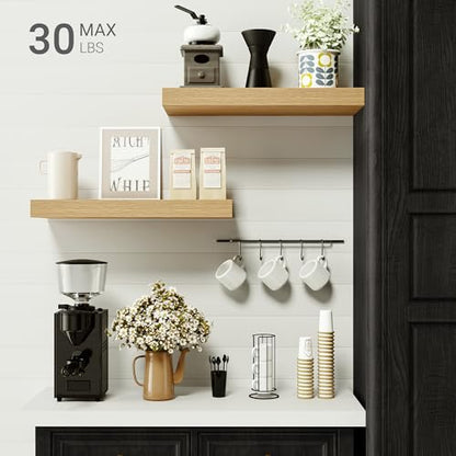 Vivelove Floating Shelves for Wall Mounted 16 inch Set of 2, Oak - color: Oak, size: 16”wx6.7”dx1.4”h
