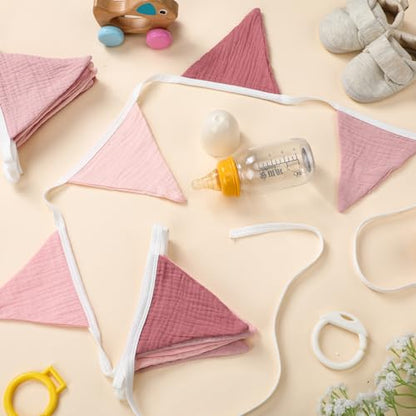 Oudain 2 Pcs Pennant Banner Flags Nursery Garland Triangle, Pink Color - color: Pink Color
