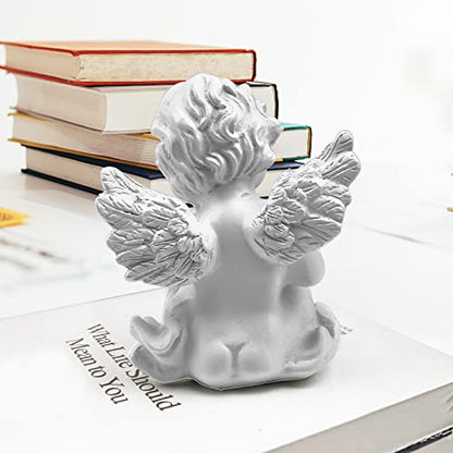 Asng Cherubs Angels Resin Garden Statue Figurine, Adorable Angel Sculpture Memorial Statue, Indoor Outdoor Home Garden Decoration (Reading Cherub)