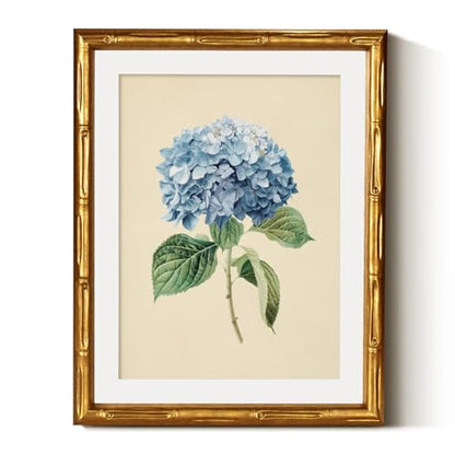InSimSea Gold Bamboo Framed Wall Art, Retro Blue Hydrangea Prints, 11x14In - color: A Blue Hydrangea
