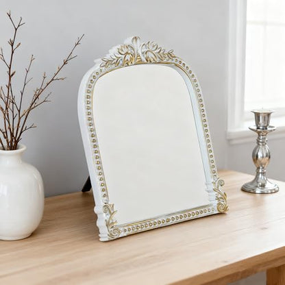 Gold Plastic Arched Makeup Mirror (White-2PACK, 10.6" L x 8.3" W) - color: White-2pack