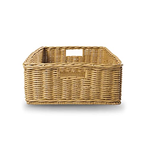 The Basket Lady Underbed Wicker Storage Basket, L, Sandstone - color: Sandstone, size: Large