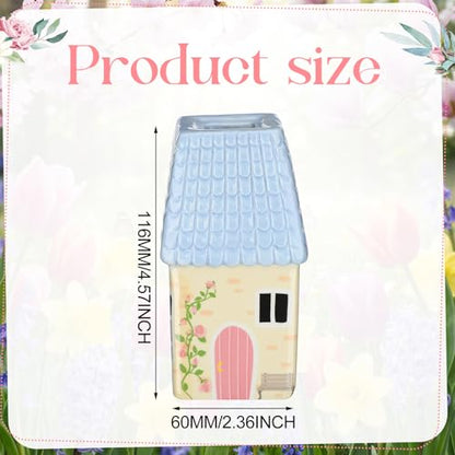 Remerry Mini Ceramic House Shape Vase Decorative Small Bud Vases, Blue - color: Blue