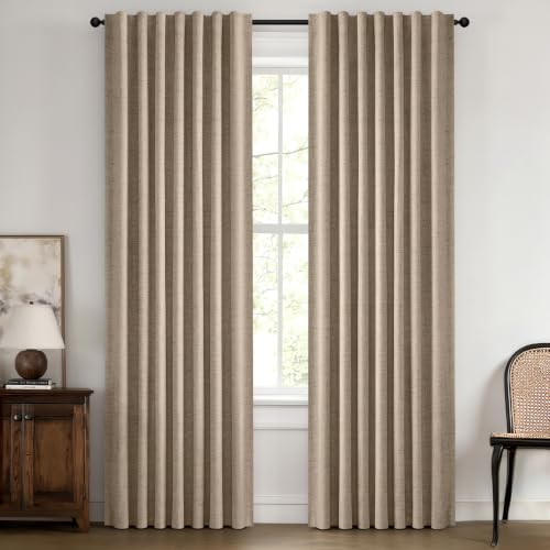 MIULEE 100% Blackout Linen Curtains 42 x 84 Inch Copper Brown 2 Panels - color: Copper Brown, size: 42"W x 84"L (Pack of 2)
