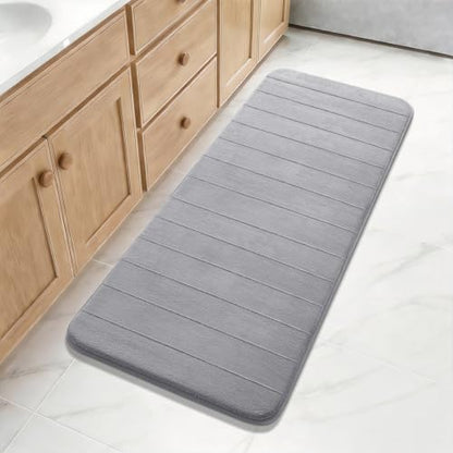Yimobra 55"x24" Large Bathroom Rug Runner, Memory Foam Bath Mat, Super Soft - color: Grey, size: 55" X 24"