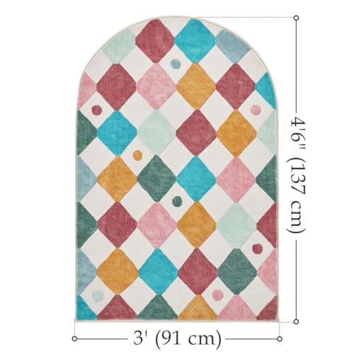 jinchan 3x5 Washable Kids Rug Colorful Study Corner Arch Chair Mat Confetti - color: Diamond Confetti, size: 3' x 4'6" (U-Shape)
