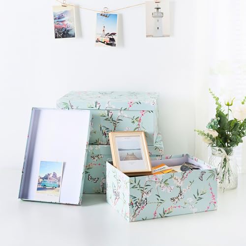 Soul & Lane - Butterfly Photo Storage Boxes with Lids, Set of 3 - color: Butterflies in Flight