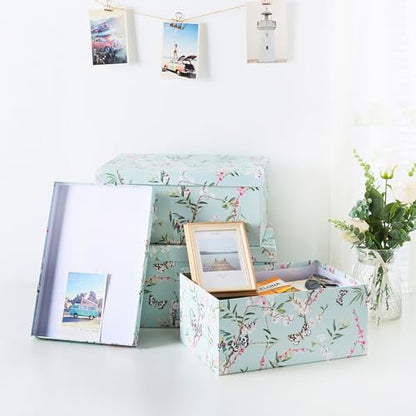 Soul & Lane - Butterfly Photo Storage Boxes with Lids, Set of 3 - color: Butterflies in Flight