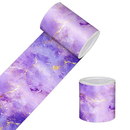 HOMETITUTE Peel and Stick Wallpaper Border 4x196in Purple Galaxy Pattern - color: Purple