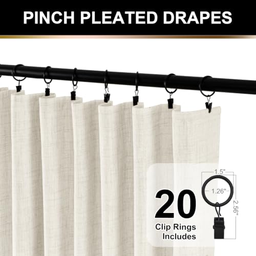 Linen Total Blackout Curtains for Bedroom 102 inch Long, Beige - color: Alba | Beige, size: 50"W x 102"L (Pack of 2)