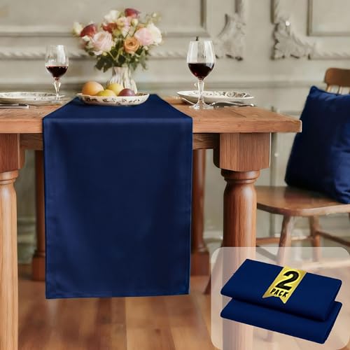 FOLINS&HOME 2 Pack Navy Blue Waterproof Table Runner 36 Inches Long - color: Navy Blue, size: 12" x 36" (2 Pcs)