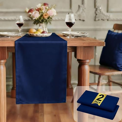 FOLINS&HOME 2 Pack Navy Blue Waterproof Table Runner 60 Inches Long - color: Navy Blue, size: 12" x 60" (2 Pcs)
