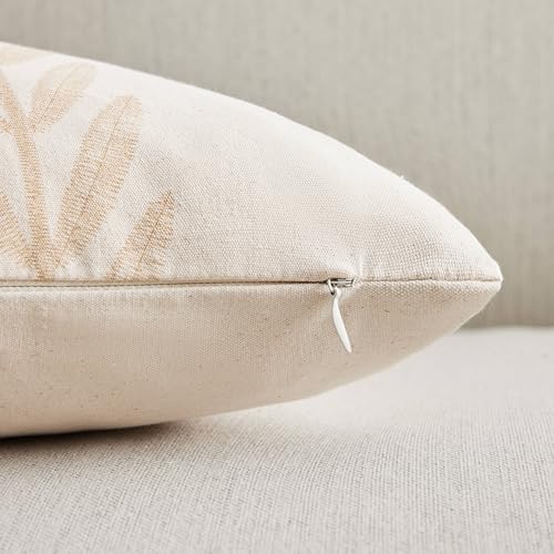 Farmhouse Leaves Throw Pillow Covers Set of 2, 16x16in Mixed Beige - color: Mixed Beige, size: 16" x 16" (Pack of 2)