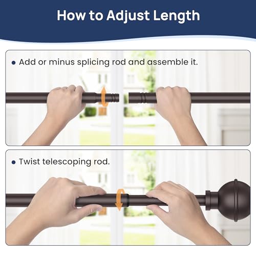 ENJOYBASICS 2 Pack 28-48" No Drill Curtain Rods, Renter Friendly, Bronze - color: Bronze, size: 27-52''