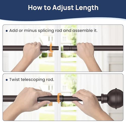 ENJOYBASICS 2 Pack 28-48" No Drill Curtain Rods, Renter Friendly, Bronze - color: Bronze, size: 27-52''