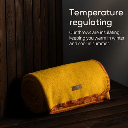 Molithe 100% Wool Blanket, 62" x 86", Warm, Thick, Military, Camping Gear - color: Yellow, size: Large