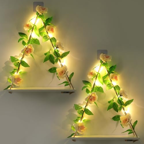 Floating Shelves for Wall,Hanging Shelves,Room Decor,Wall Decor,Boho Decor - color: Champagne Flower