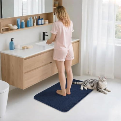COSY HOMEER Extra Thick Bath Rugs for Bathroom Non Slip Bath Mat 20x32 Navy - color: Navy, size: 1'8" X 2'8" (Rectangular)