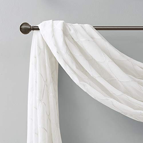 Madison Park Sheer Curtain Scarf for Kitchen, 1 Panels 50x144 White - color: White, size: 50"W x 144"L (Pack of 1)