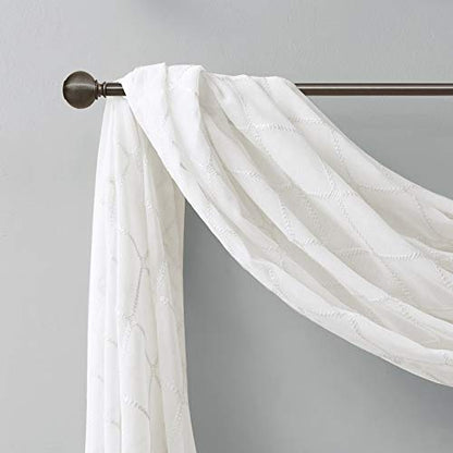 Madison Park Sheer Curtain Scarf for Kitchen, 1 Panels 50x216 White - color: White, size: 50"W x 216"L (Pack of 1)