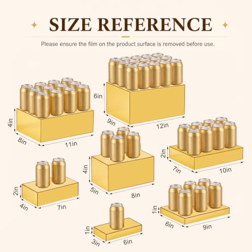 Leinuosen 7 Pcs Large Acrylic Buffet Risers, 6-12" Rectangle, Gold - color: Gold, size: 6" to 12", style: Rectangle