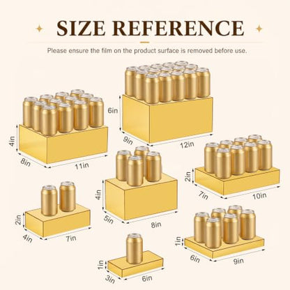 Leinuosen 7 Pcs Large Acrylic Buffet Risers, 6-12" Rectangle, Gold - color: Gold, size: 6" to 12", style: Rectangle