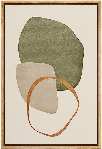 IDEA4WALL Framed Canvas Print Wall Art Retro Gold Sage Green Gray Geometric Color Blocks Abstract Shapes Illustrations Modern Art Decorative Minimalist Multicolor for Bedroom - 24"x36" Natural - color: A10-2306-irs16, size: 36"L x 24"W