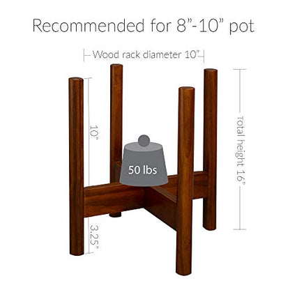 Casual Home Mid-Century Modern Wood Plant Display Stand, Fit Up to 10", Plant and Pot NOT Included - Antique Mahogany, 107-329