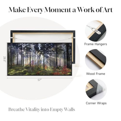 Large Framed Modern Forest Landscape Wall Art for Living Room, 60x30 Inch - color: Red Green