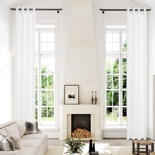 Extra Long Semi Sheer Curtains 168 Inches, Grommet 2 Story Drapes Light Filtering Tall Windows Drapes for High Living Room 1 Panel 52x168 White - color: White, size: 52"W x 168"L (Pack of 1)