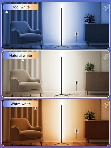 RIYO LED Corner Floor Lamp App Remote Control Music Sync Ambient Lamp - size: 51 inches - AC