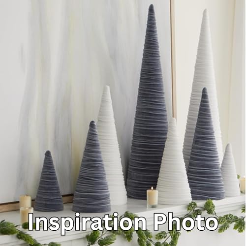 Your Heart's Content Velvet Trees Set of 4 Gray, Winter Wedding Centerpiece, Valentine Tabletop, Neutral Mantle Accent, Artisan Cozy Gift for, Seasonal Entryway, Made in USA (Gray) - color: Gray