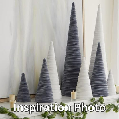 Your Heart's Content Velvet Trees Set of 4 Gray, Winter Wedding Centerpiece, Valentine Tabletop, Neutral Mantle Accent, Artisan Cozy Gift for, Seasonal Entryway, Made in USA (Gray) - color: Gray