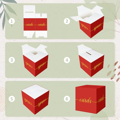 QIKSION Elegant Red Graduation Card Box, Gold Foil Gift Card Box for Party - color: Z02 Red and Gold Foil