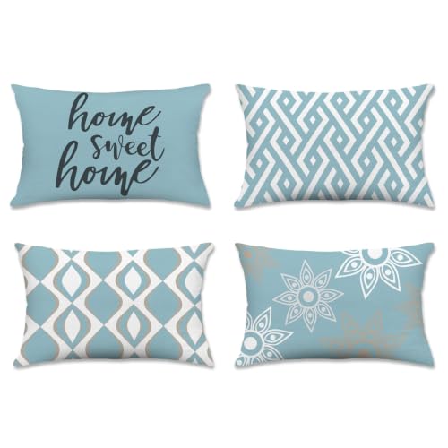 Hexagram Throw Pillow Covers 12x20, Blue Outdoor Pillow Covers Set of 4 - color: Blue, size: 12" x 20" (Pack of 4)