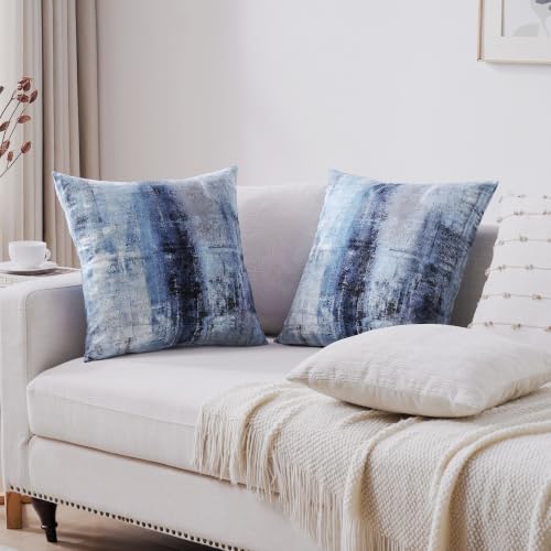 Throw Pillow Covers for Couch, 26x26 Inch, Set of 2, Grey Blue - color: Blue and Grey, size: 26" x 26" (Pack of 2)