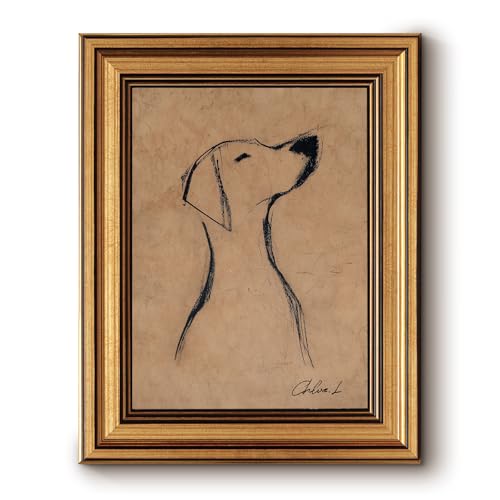 Bzstyleart Vintage Gold Framed Wall Art, Sketch Dog Pictures, 8 x 10 Inch | Animal Dog Oil Painting, Canvas Picture Print for Bedroom Living Bathroom, Cut yet Exquistie, Easy to Hang - color: Headless Knight, size: 10"L x 8"W