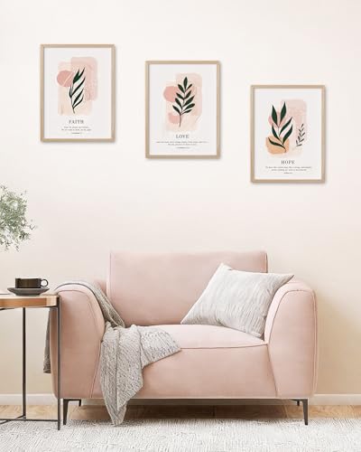 HesenDot Faith Natural OAK Wood Framed Wall Art,12x16in Christian Print - color: Bible Verse Faith
