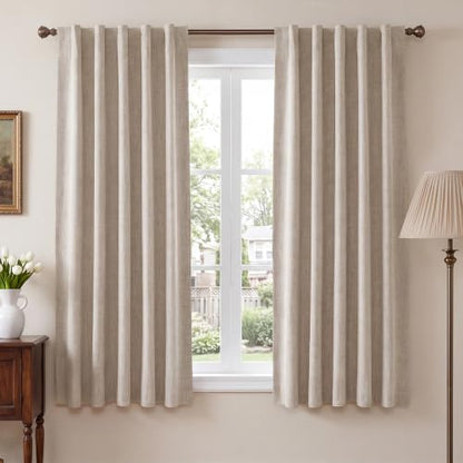 NICETOWN 100% Blackout Curtains for Kitchen 63" L Set of 2, Natural - color: Natural, size: 42"W x 63"L (Pack of 2)