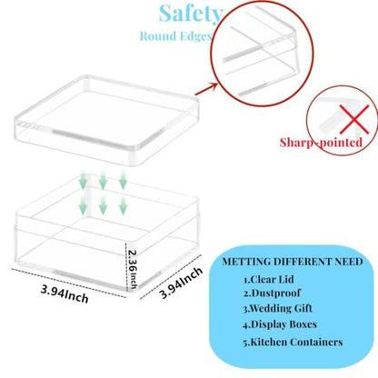 KissYou Acrylic Box 3.94 x 3.94 x 2.36 Inch Jewelry Storage Container - size: 3.94 x 3.94 x 2.36 Inch