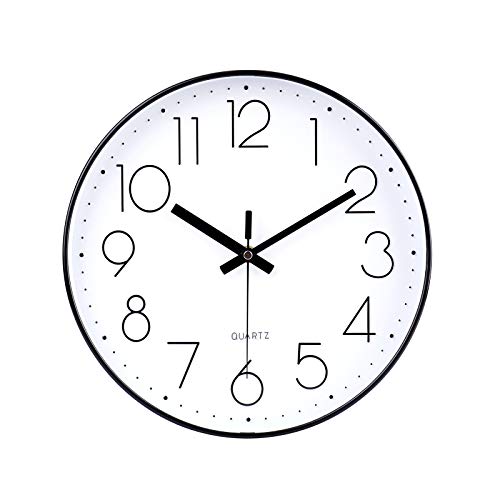 jomparis 12 Inch Wall Clock Silent Non Ticking Battery Operated Quartz Modern Decorative Round Wall Clock for Office Classroom School (Black) - color: 1 Pack - Black, size: 12 Inch