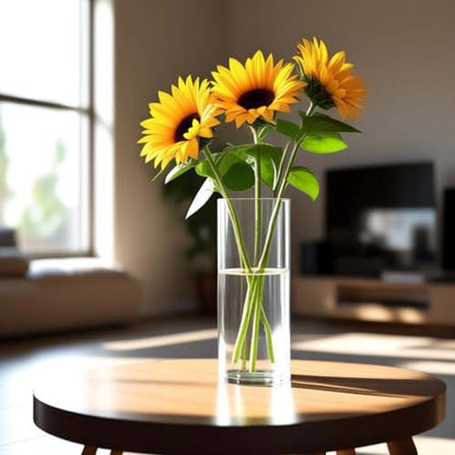 CYS EXCEL Cylinder Clear Glass Vase (H-16" D-6") | Multiple Size Choices Glass Flower Vase Centerpieces | Hurricane Floating Candle Holder Vase - size: H-16" D-6"